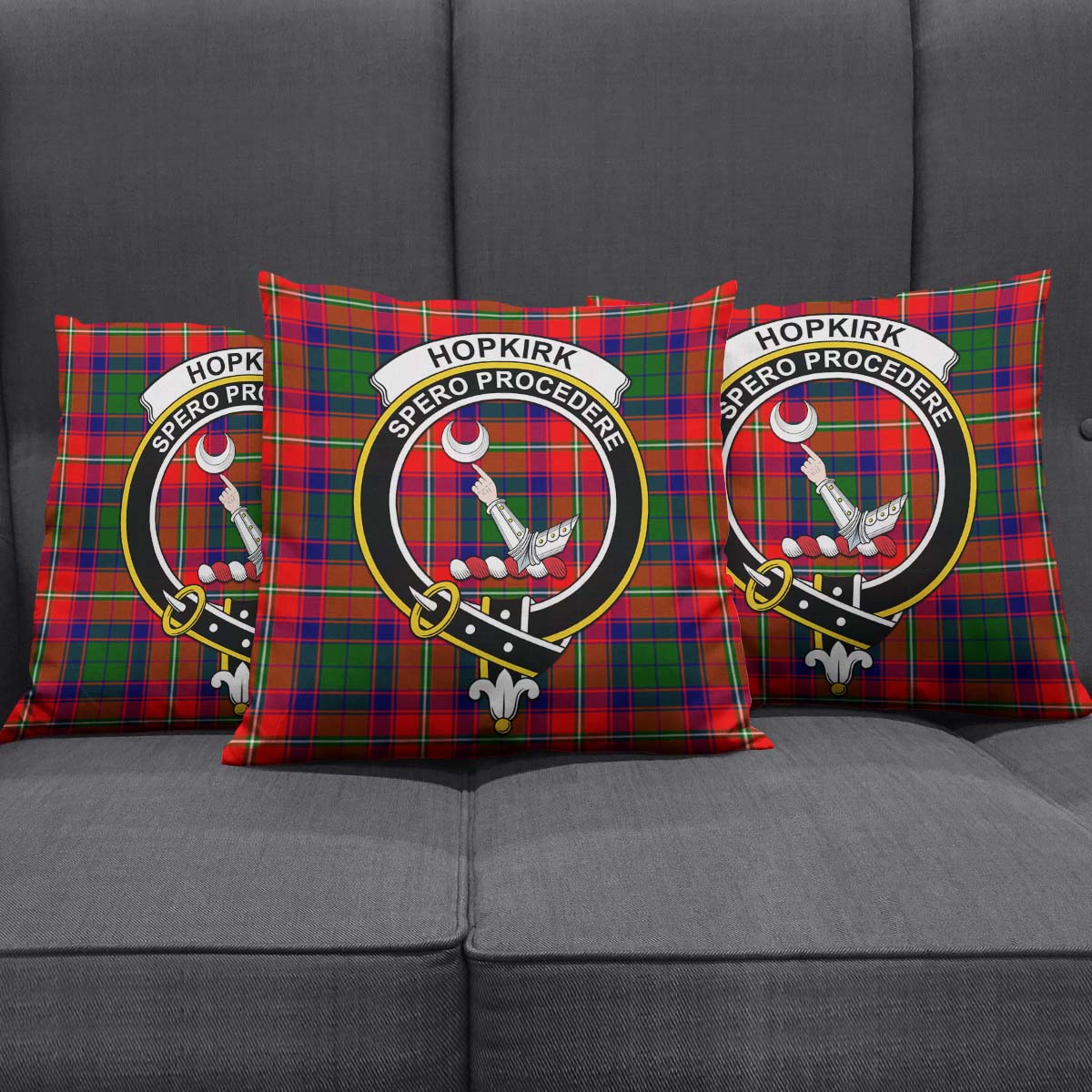 Hopkirk Tartan Pillow Cover with Family Crest Rectangle Pillow Cover 51*91cm - Tartan Vibes Clothing