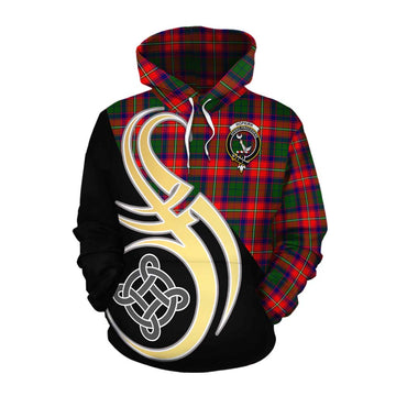 Hopkirk Tartan Cotton Hoodie with Family Crest and Celtic Symbol Style Pullover Hoodie XS - Tartan Vibes Clothing