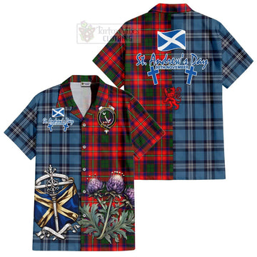 Hopkirk Tartan Hawaiian Shirt Happy St. Andrew's Day Half Tartan Style Kid - Tartan Vibes Clothing