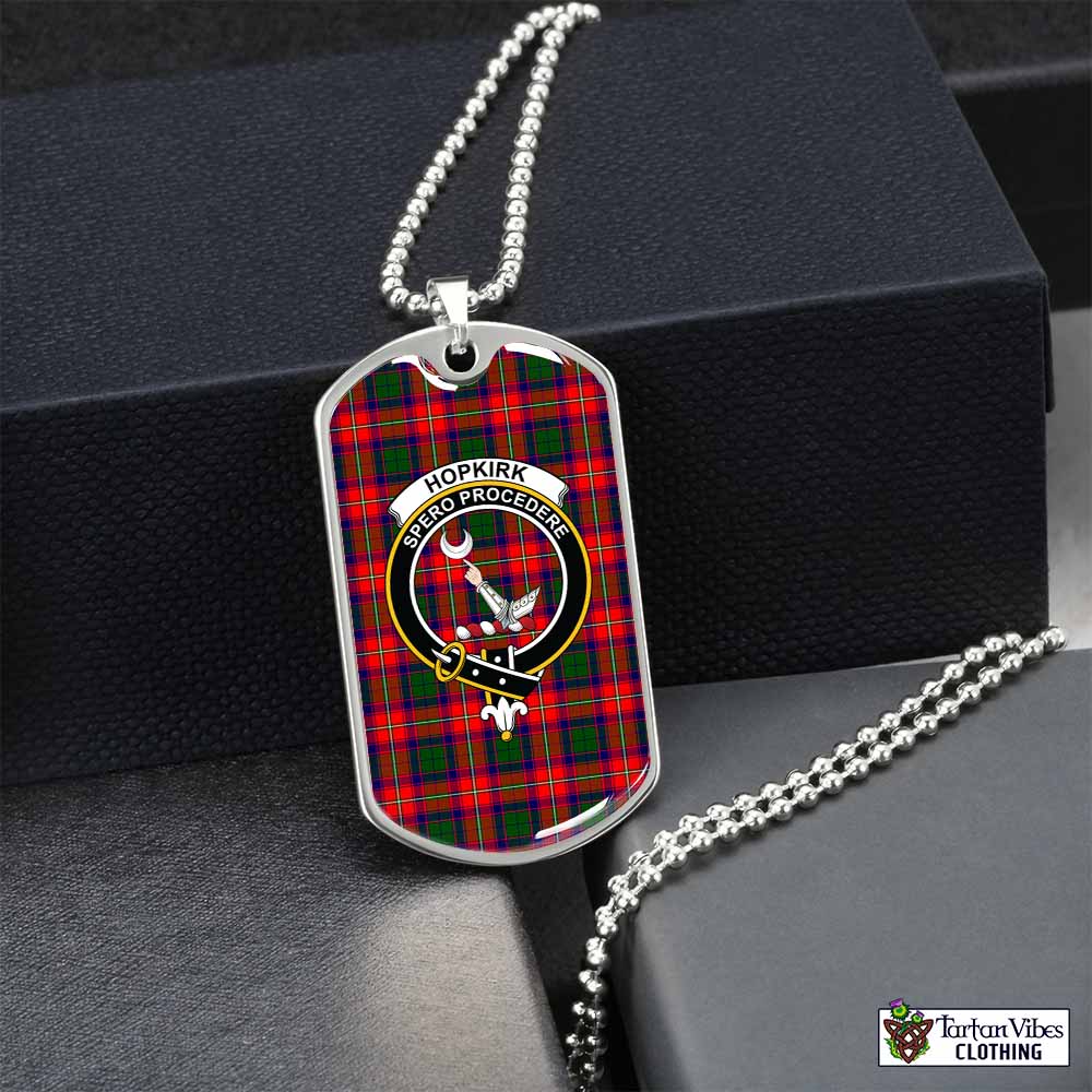 Hopkirk Tartan Dog Tag Necklace with Family Crest Silver No - Tartan Vibes Clothing