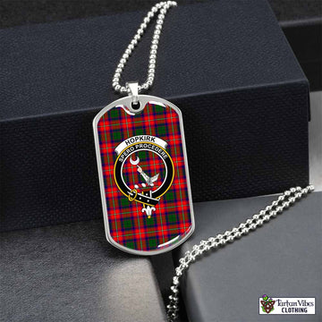 Hopkirk Tartan Dog Tag Necklace with Family Crest Silver No - Tartan Vibes Clothing