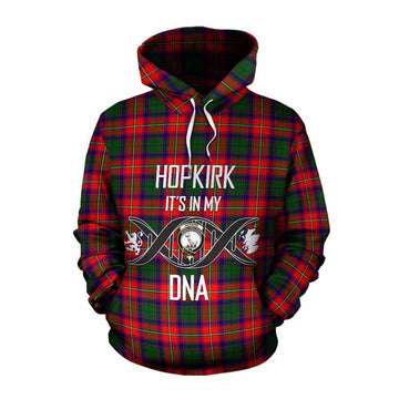 Hopkirk Tartan Cotton Hoodie with Family Crest DNA In Me Style Pullover Hoodie XS - Tartan Vibes Clothing