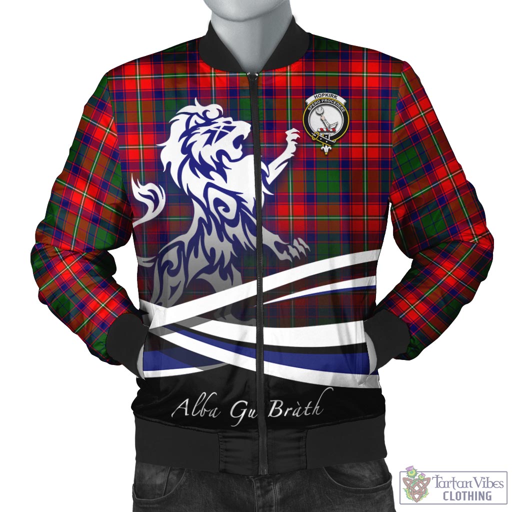 Hopkirk Tartan Bomber Jacket with Alba Gu Brath Regal Lion Emblem Unisex - Tartan Vibes Clothing