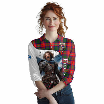 Hopkirk Crest Tartan Women's Casual Shirt Inspired by the Freedom of Scottish Warrior Female - Tartan Vibes Clothing