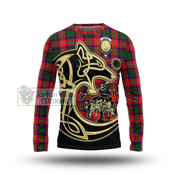 Hopkirk Tartan Long Sleeve T-Shirt with Family Crest Celtic Wolf Style Unisex - Tartan Vibes Clothing