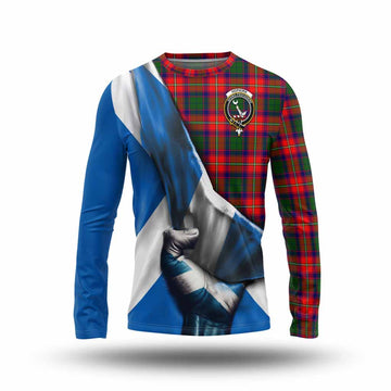 Hopkirk Tartan Long Sleeve T-Shirt with Family Crest Scotland Patriotic Style Unisex - Tartan Vibes Clothing
