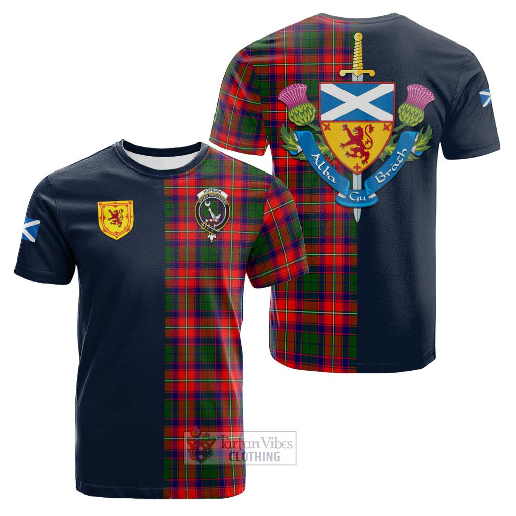 Hopkirk Tartan Cotton T-shirt Alba with Scottish Lion Royal Arm Half Style Kid's Shirt - Tartan Vibes Clothing