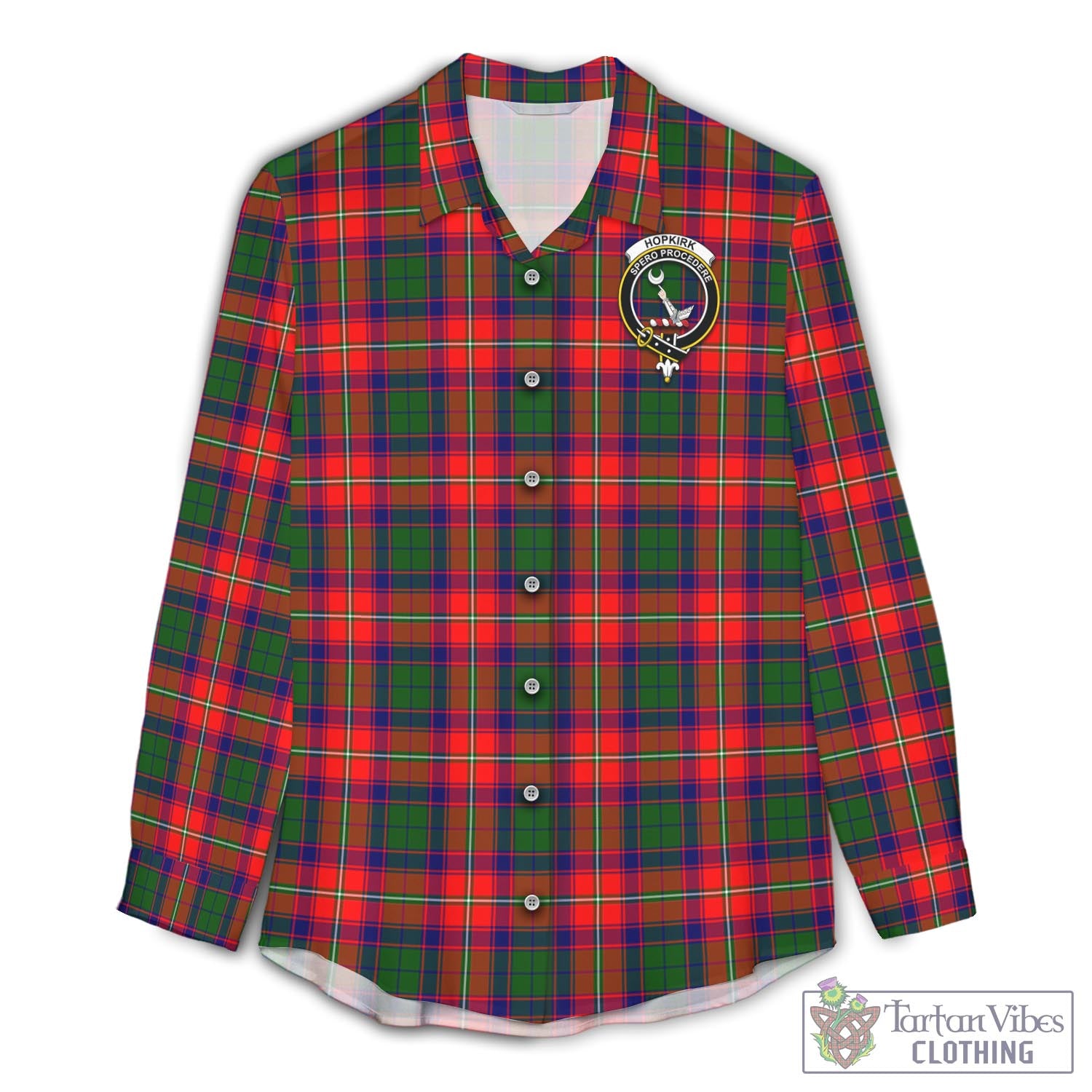 Hopkirk Tartan Women's Casual Shirt with Family Crest Female - Tartan Vibes Clothing