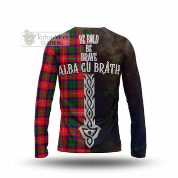 Hopkirk Tartan Family Crest Long Sleeve T-Shirt Alba Gu Brath Be Brave Lion Ancient Style - Tartan Vibes Clothing