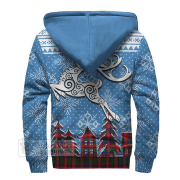 Hopkirk Clan Christmas Sherpa Hoodie Celtic Reindeer Style - Tartan Vibes Clothing