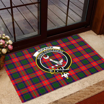 Hopkirk Tartan Rubber Doormat with Family Crest - Tartan Vibes Clothing