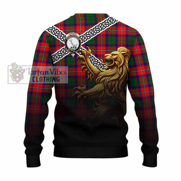 Hopkirk Crest Tartan Knitted Sweater with Golden Lion Emblem Celtic Style - Tartan Vibes Clothing