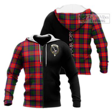 Hopkirk Tartan Knitted Hoodie with Family Crest and Half Of Me Style Unisex Knitted Zip Hoodie - Tartan Vibes Clothing