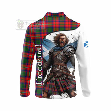 Hopkirk Crest Tartan Long Sleeve Polo Shirt Inspired by the Freedom of Scottish Warrior - Tartan Vibes Clothing