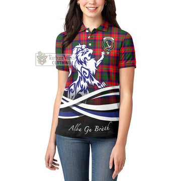 Hopkirk Tartan Women's Polo Shirt with Alba Gu Brath Regal Lion Emblem - Tartan Vibes Clothing