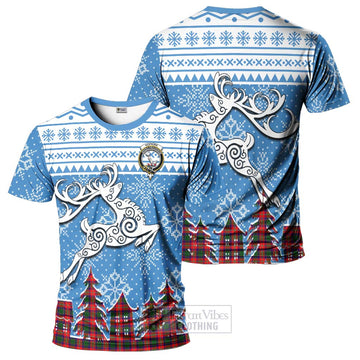 Tartan Vibes Clothing Hopkirk Clan Christmas T-Shirt Celtic Reindeer Style