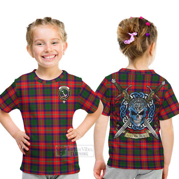 Hopkirk Tartan Kid T-Shirt with Family Crest Celtic Skull Style - Tartan Vibes Clothing