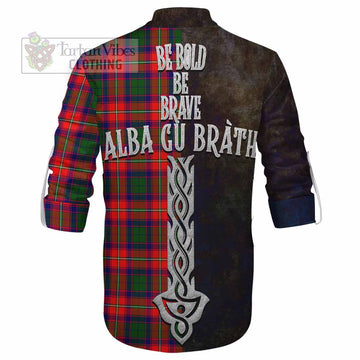 Hopkirk Tartan Family Crest Ghillie Kilt Shirt Alba Gu Brath Be Brave Lion Ancient Style - Tartan Vibes Clothing