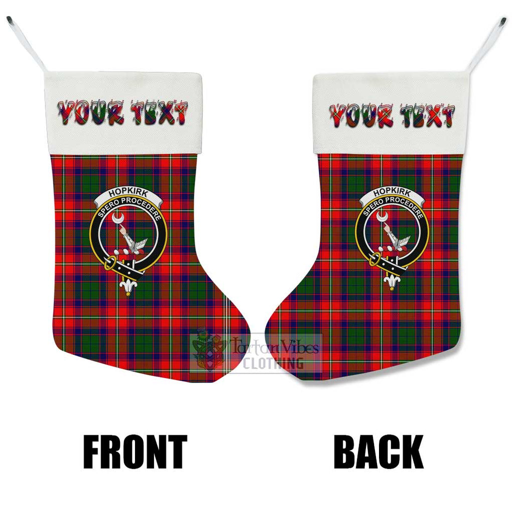 Hopkirk Tartan Family Crest Christmas Stocking with Personalized Text - Tartan Vibes Clothing