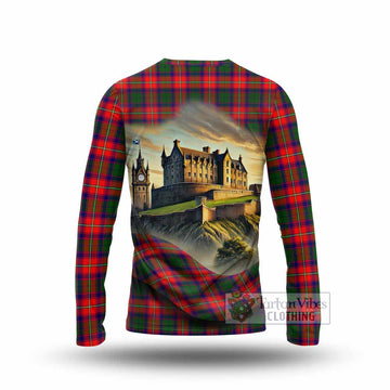 Hopkirk Tartan Family Crest Long Sleeve T-Shirt with Scottish Ancient Castle Style - Tartan Vibes Clothing