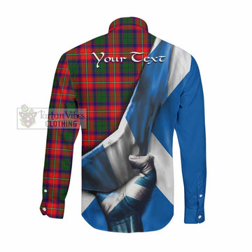 Hopkirk Tartan Long Sleeve Button Shirt with Family Crest Scotland Patriotic Style Men's Shirt - Tartan Vibes Clothing