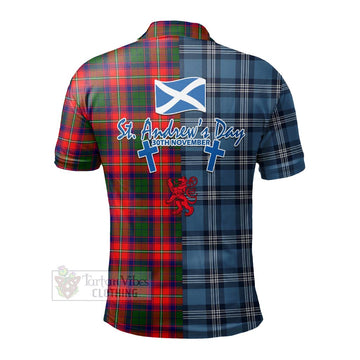Hopkirk Tartan Polo Shirt Happy St. Andrew's Day Half Tartan Style - Tartan Vibes Clothing