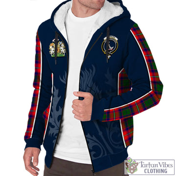 Hopkirk Tartan Sherpa Hoodie with Family Crest and Scottish Thistle Vibes Sport Style