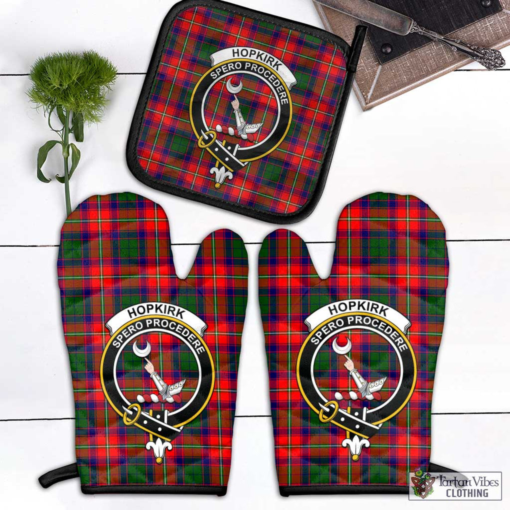 Hopkirk Tartan Combo Oven Mitt & Pot-Holder with Family Crest Black - Tartan Vibes Clothing