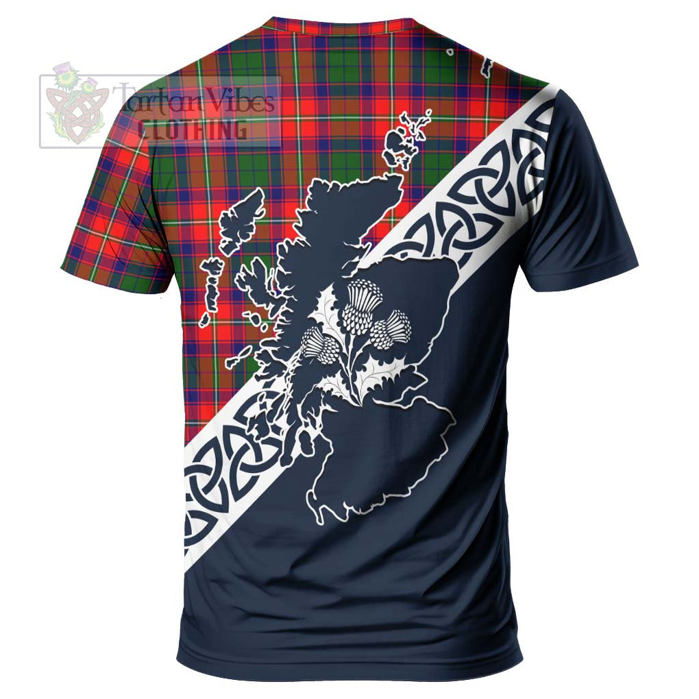 Hopkirk Tartan T-Shirt Featuring Thistle and Scotland Map - Tartanvibesclothing Store