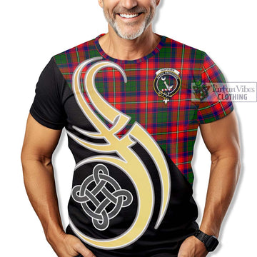 Tartan Vibes Clothing Hopkirk Tartan T-Shirt with Family Crest and Celtic Symbol Style
