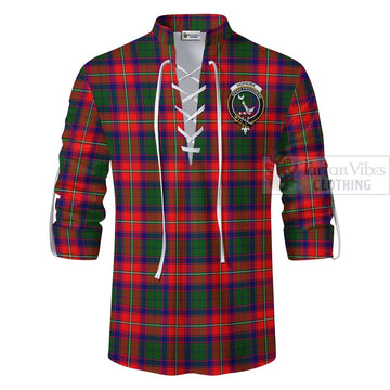 Hopkirk Tartan Ghillie Kilt Shirt with Family Crest and Bearded Skull Holding Bottles of Whiskey - Tartan Vibes Clothing