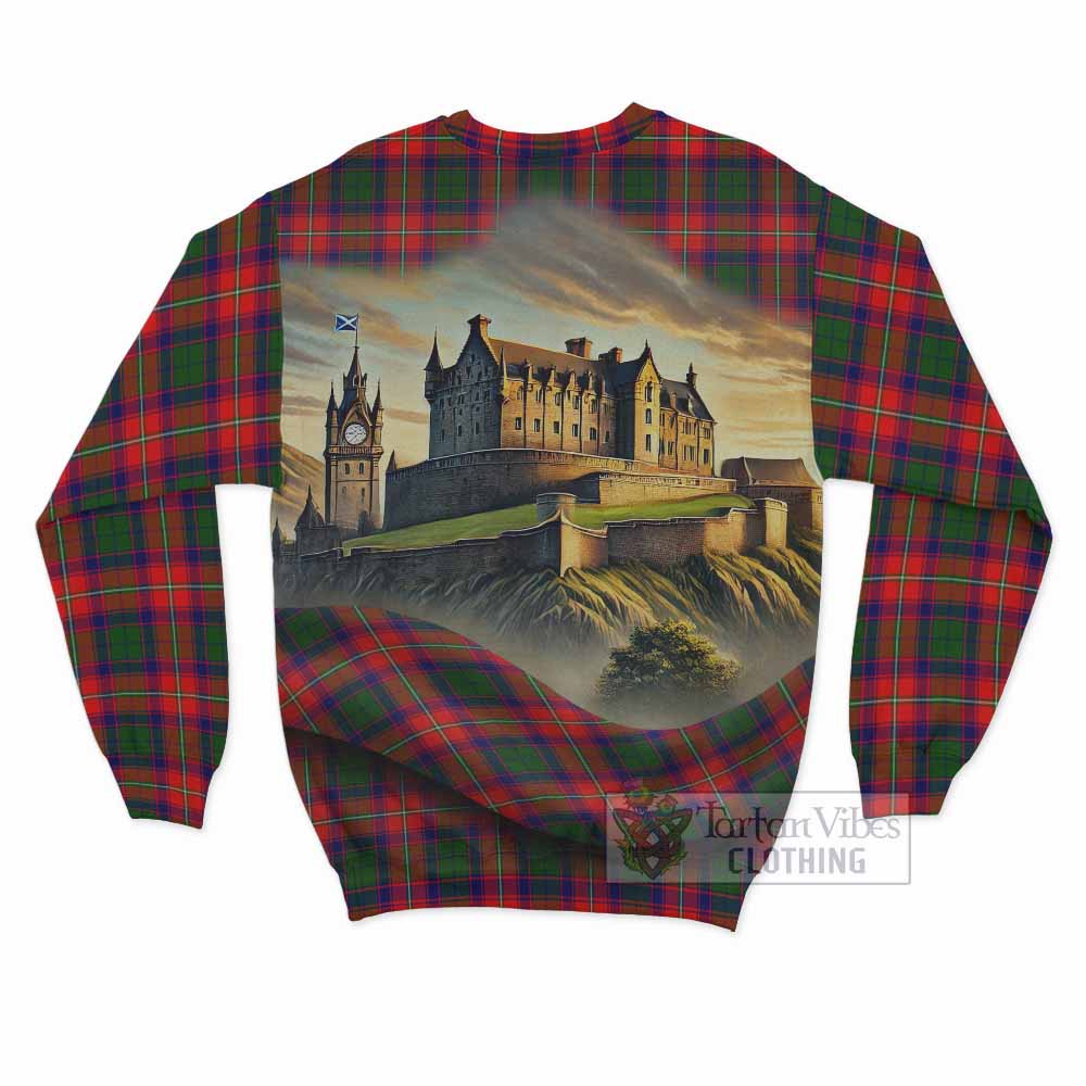 Hopkirk Tartan Family Crest Sweatshirt with Scottish Ancient Castle Style - Tartan Vibes Clothing