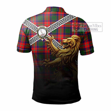 Hopkirk Crest Tartan Polo Shirt with Golden Lion Emblem Celtic Style - Tartan Vibes Clothing
