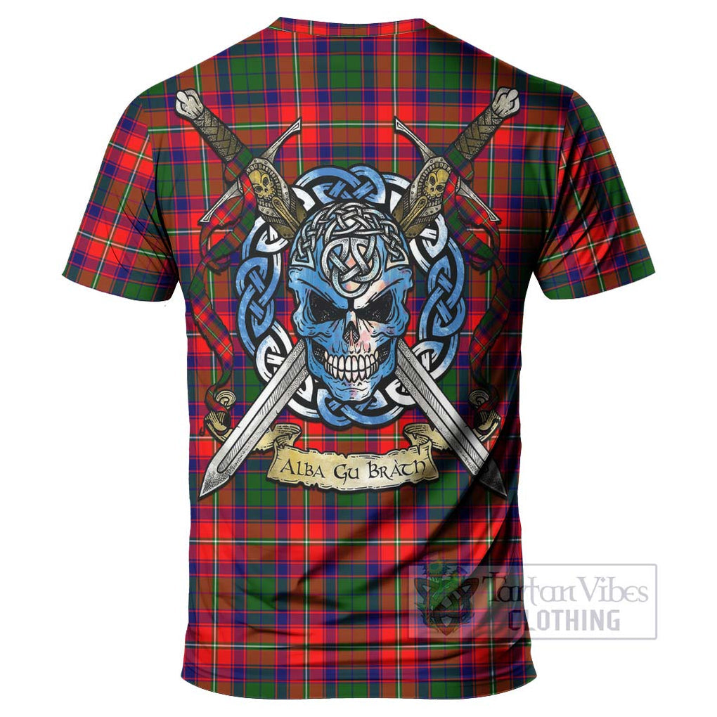 Hopkirk Tartan T-Shirt with Family Crest Celtic Skull Style - Tartan Vibes Clothing