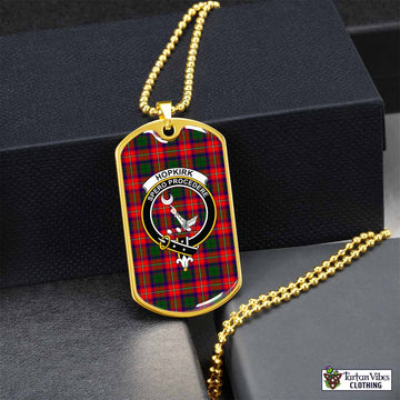 Hopkirk Tartan Dog Tag Necklace with Family Crest Gold No - Tartan Vibes Clothing