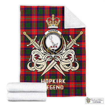 Hopkirk Tartan Blanket with Clan Crest and the Golden Sword of Courageous Legacy - Tartan Vibes Clothing