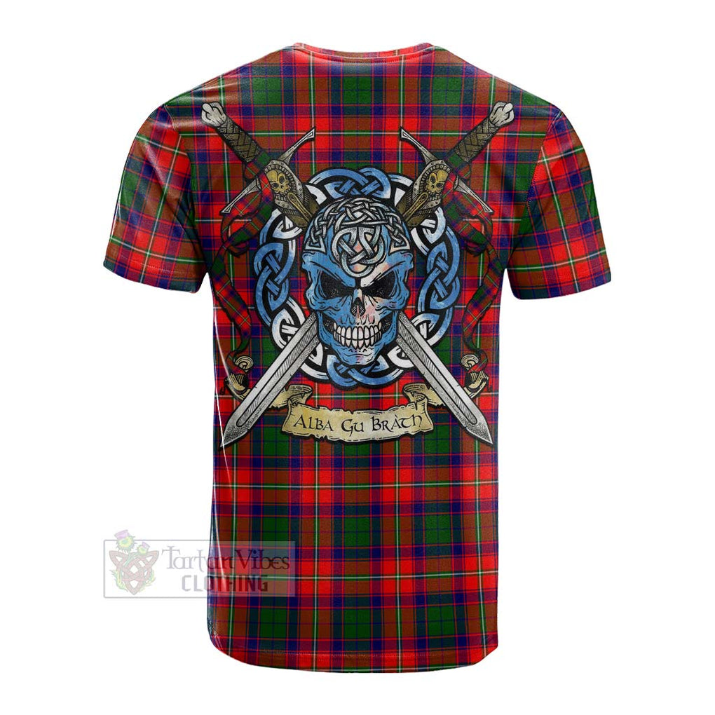 Hopkirk Tartan Cotton T-shirt with Family Crest Celtic Skull Style Men's Shirt - Tartan Vibes Clothing