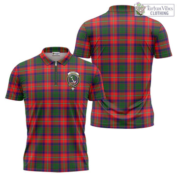 Hopkirk Tartan Zipper Polo Shirt with Family Crest - Tartan Vibes Clothing