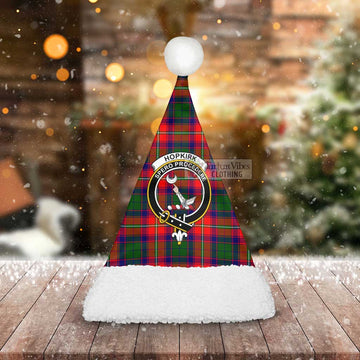 Hopkirk Tartan Christmas Santa Hats with Family Crest - Tartan Vibes Clothing