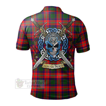 Hopkirk Tartan Polo Shirt with Family Crest Celtic Skull Style - Tartan Vibes Clothing