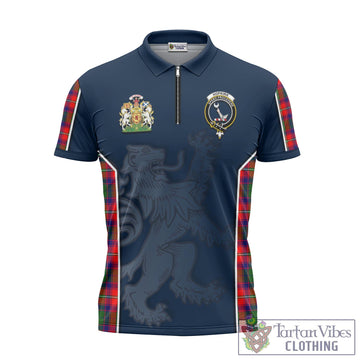 Hopkirk Tartan Zipper Polo Shirt with Family Crest and Lion Rampant Vibes Sport Style - Tartan Vibes Clothing