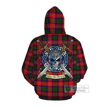 Hopkirk Tartan Cotton Hoodie with Family Crest Celtic Skull Style Pullover Hoodie - Tartan Vibes Clothing