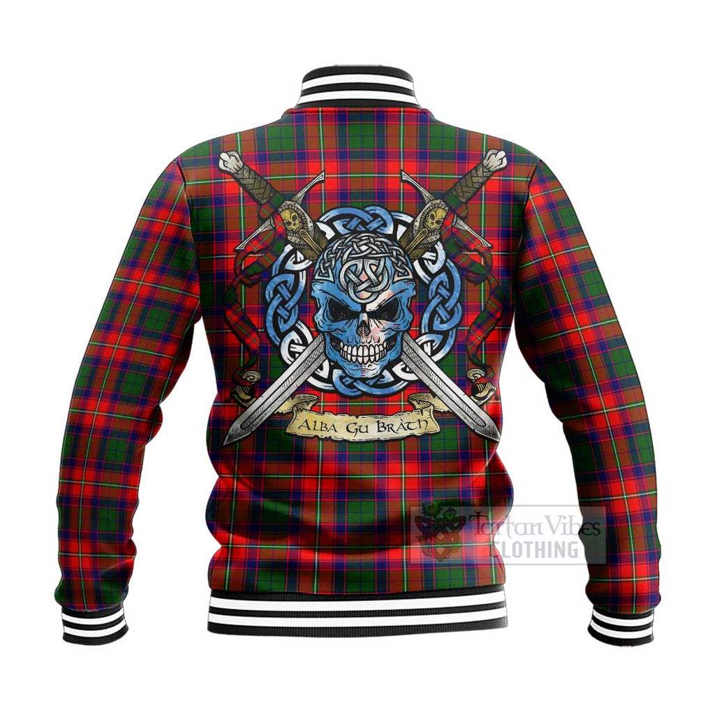 Hopkirk Tartan Baseball Jacket with Family Crest Celtic Skull Style - Tartan Vibes Clothing