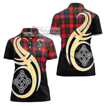 Hopkirk Tartan Women's Polo Shirt with Family Crest and Celtic Symbol Style - Tartan Vibes Clothing