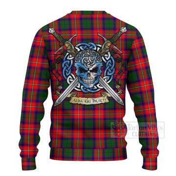Hopkirk Tartan Ugly Sweater with Family Crest Celtic Skull Style - Tartan Vibes Clothing