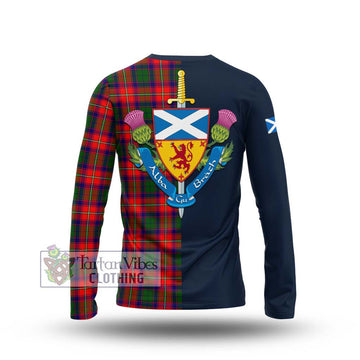 Hopkirk Tartan Long Sleeve T-Shirt Alba with Scottish Lion Royal Arm Half Style - Tartan Vibes Clothing