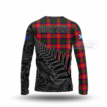 Hopkirk Crest Tartan Long Sleeve T-Shirt with New Zealand Silver Fern Half Style - Tartan Vibes Clothing
