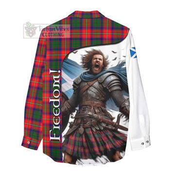 Hopkirk Crest Tartan Women's Casual Shirt Inspired by the Freedom of Scottish Warrior - Tartan Vibes Clothing