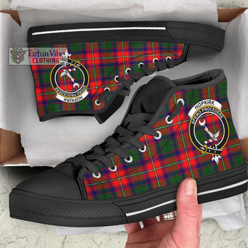 Hopkirk Tartan High Top Shoes with Family Crest - Tartan Vibes Clothing