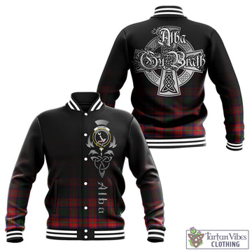 Hopkirk Tartan Baseball Jacket Featuring Alba Gu Brath Family Crest Celtic Inspired - Tartan Vibes Clothing